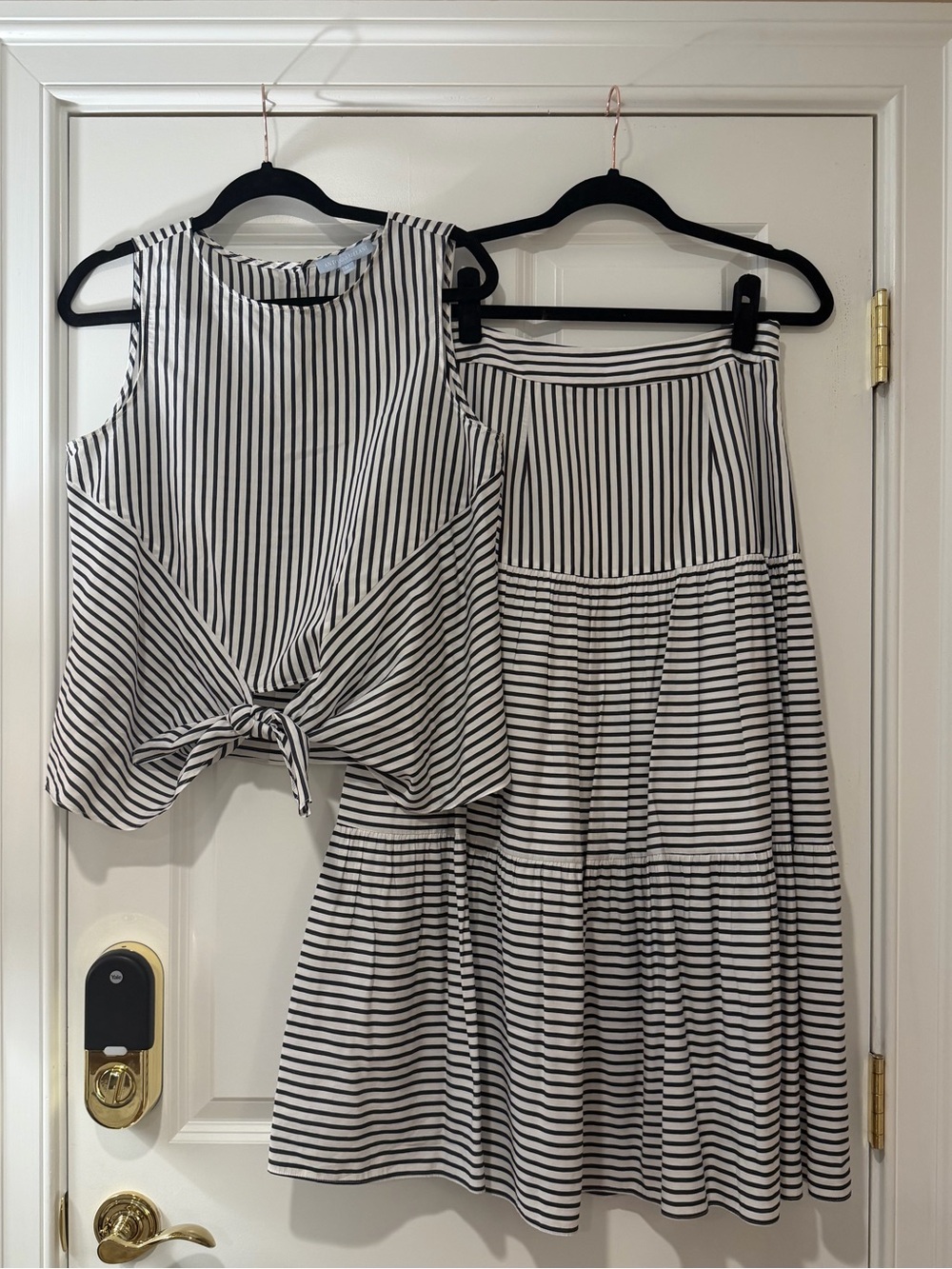 ANTONIO MELANI Blue Striped Skirt Set